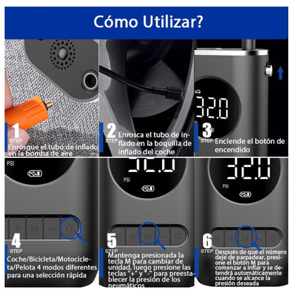 AirPump® Compresor Inflador Llantas Recargable