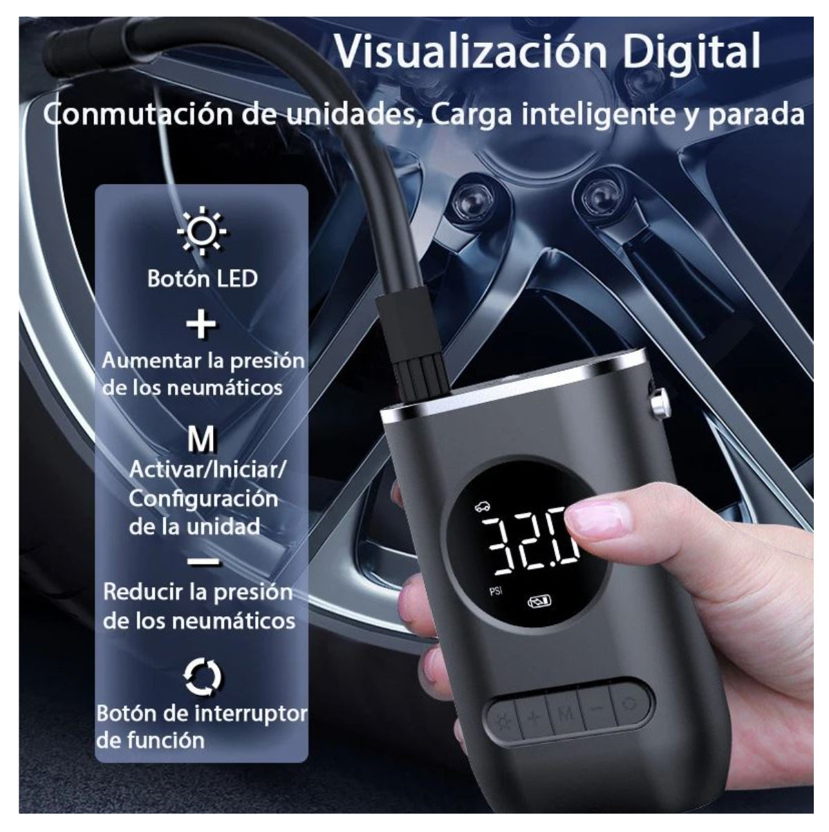 AirPump® Compresor Inflador Llantas Recargable