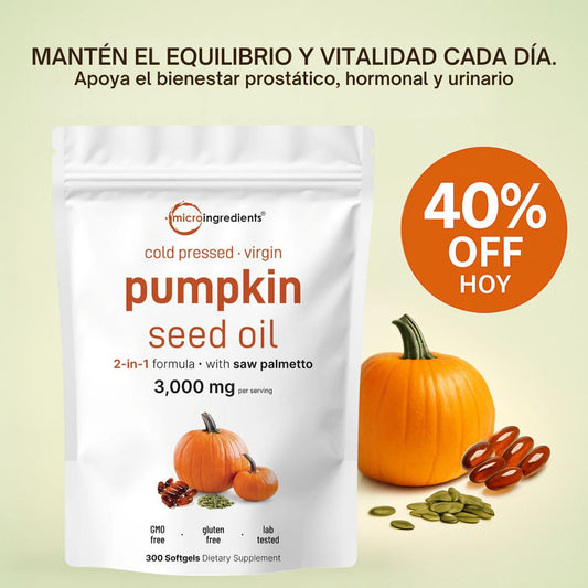 Aceite de Semilla de Calabaza + Saw Palmetto | Apoyo natural para tu bienestar  🔥OFERTA 2X1🔥
