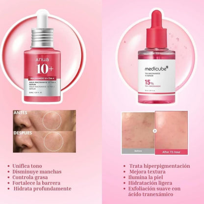 Anua & Medicube™ La dupla más poderosa para reducir manchas, iluminar y fortalecer tu piel.