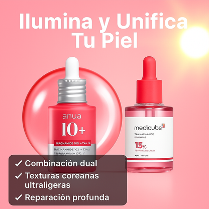 Anua & Medicube™ La dupla más poderosa para reducir manchas, iluminar y fortalecer tu piel.