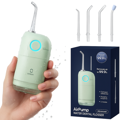 AirPump® Irrigador Dental Portatil - 4 Boquillas y Estuche.